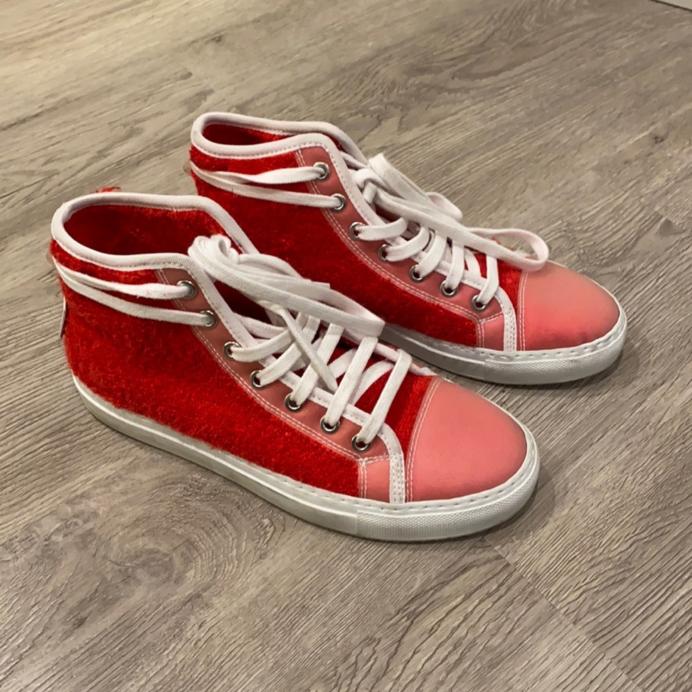 Terrycloth Red Hightop Sneakers